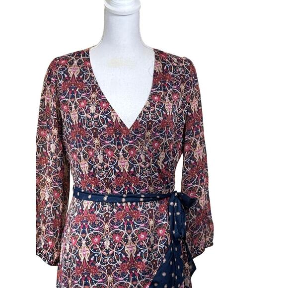Biltmore wrap maxidress, blue/red, eclectic, feminine, transitional, bohemian - Picture 5 of 7